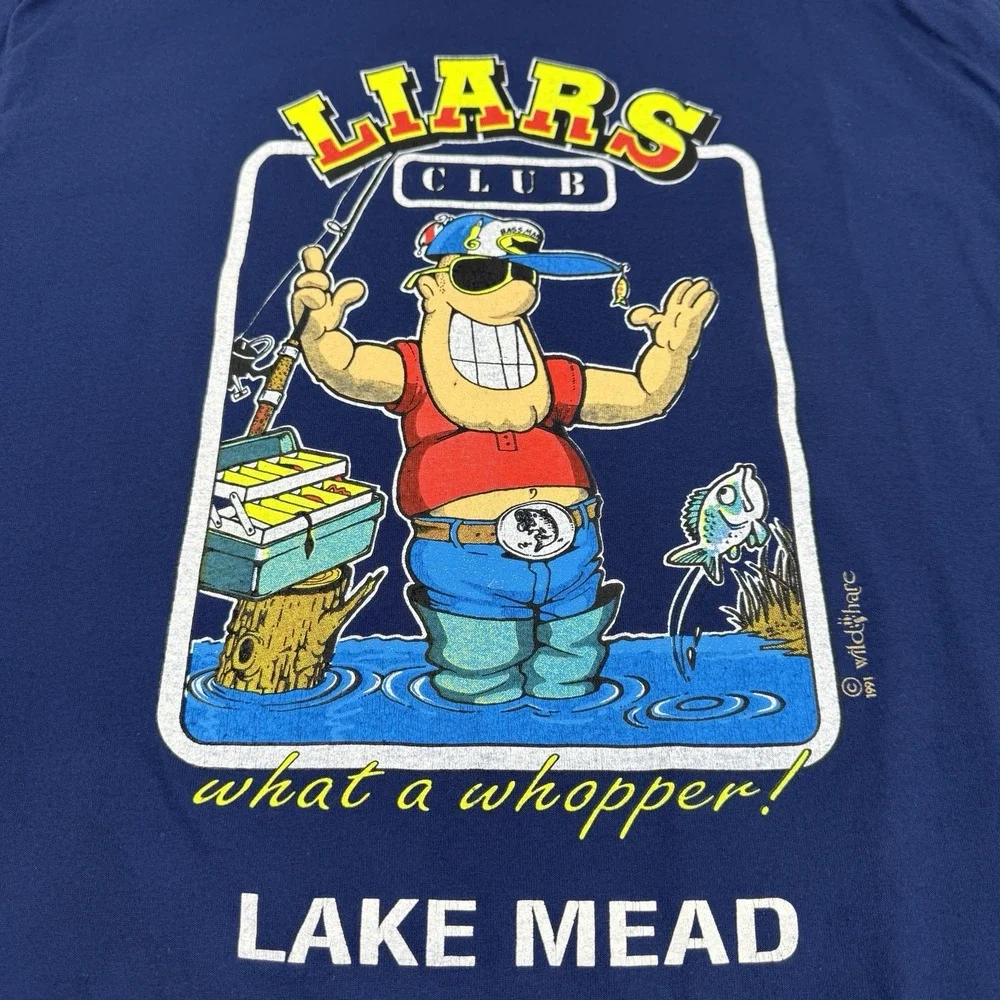 Vintage Liars Club Lake Mead T-Shirt Mens XL 1991 Wild Hare‎ Single Stitch USA